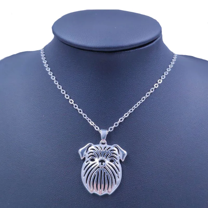 Brussels Griffon Chain Necklace Silver Plated Jewelry Dog Animal Pendant For Women N120