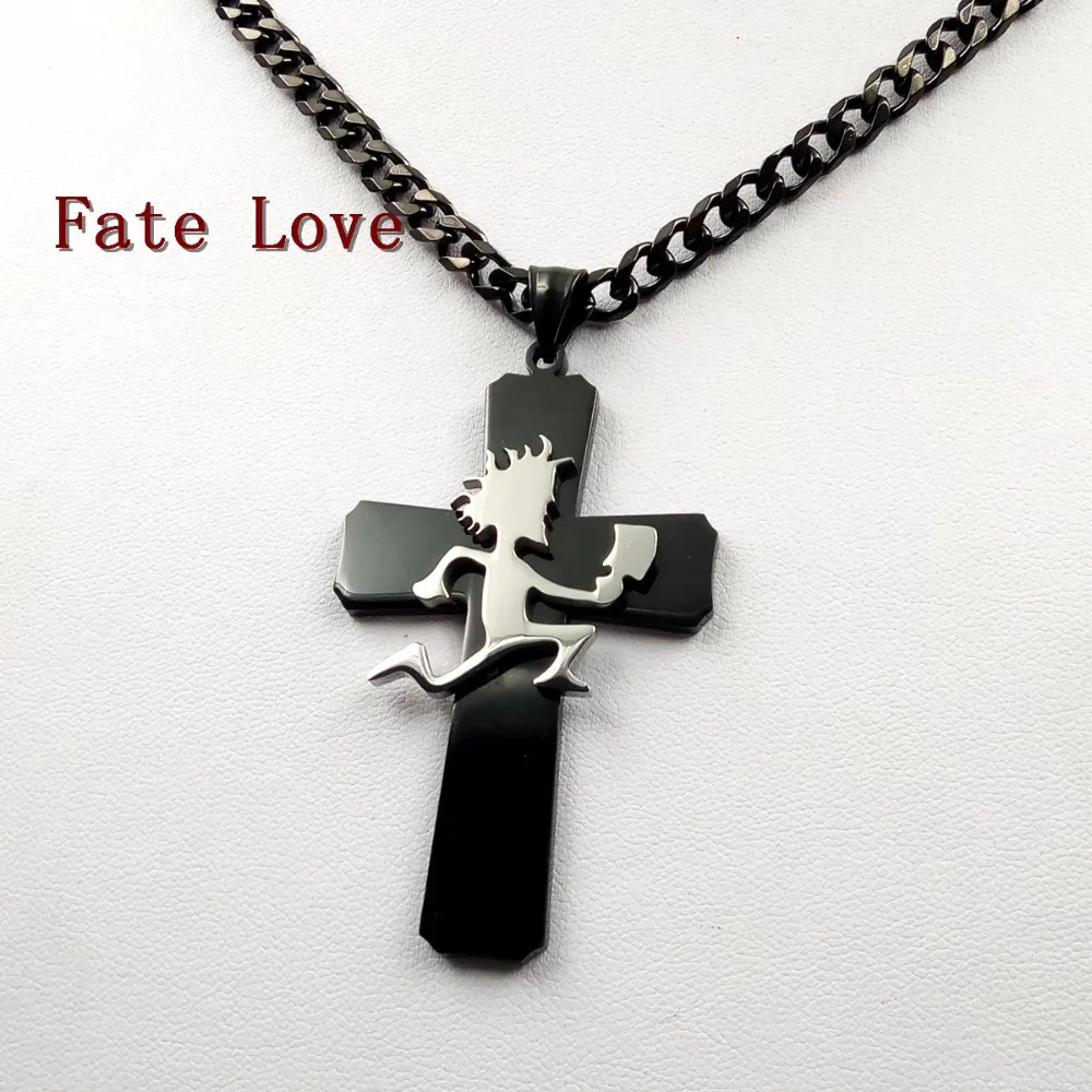 Fate Love Jewelry Black Large Cross Hatchetman Charm ICP Hatchet Man Pendant stainless steel Necklace Curb chain 5mm 24 inch