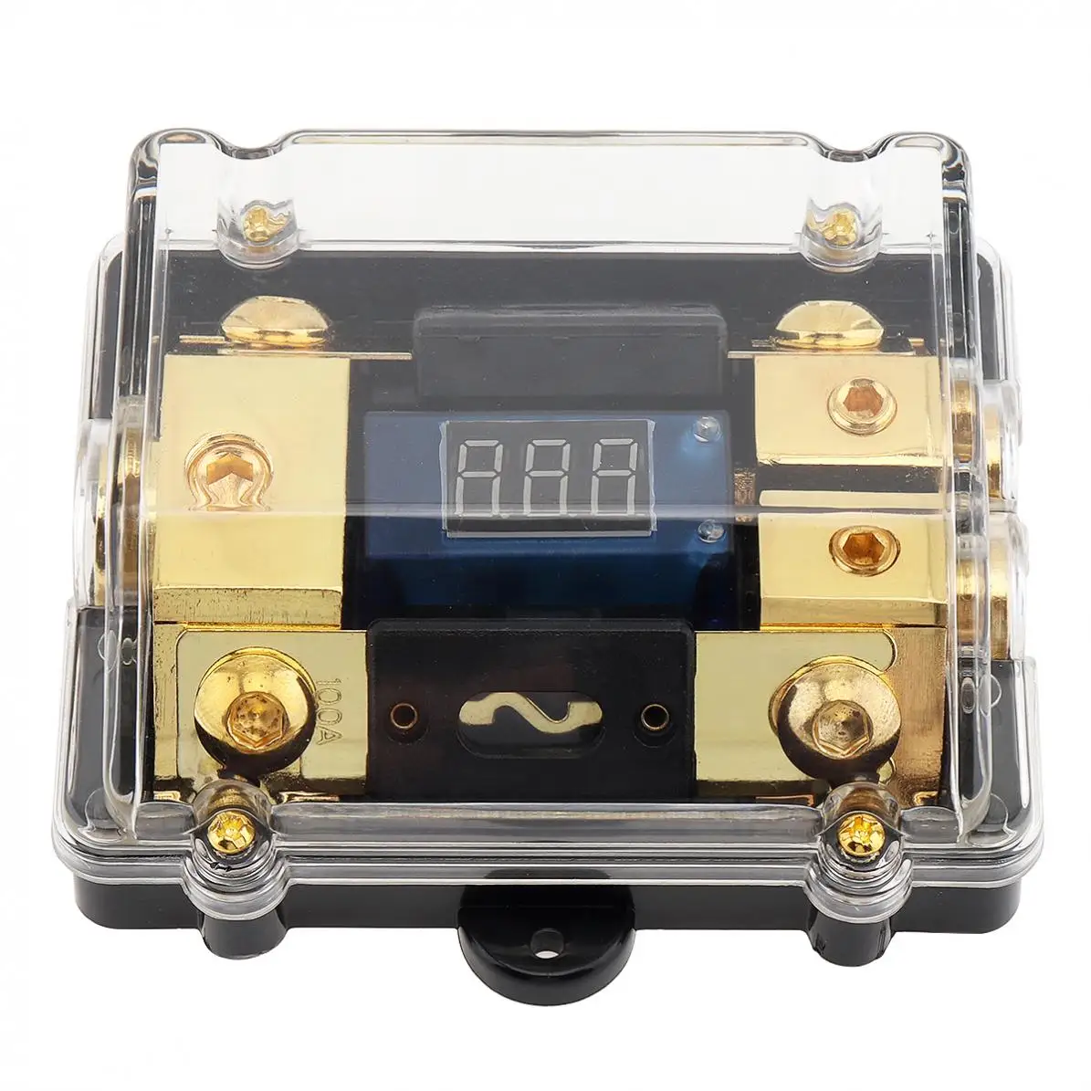 100A 12V Copper Plated Car Stereo Audio Power Fuse Holder with High-Definition Display for Car Boat and Other Vehicles Audio