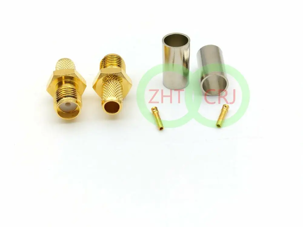 Imagem -02 - Bronze Sma Fêmea Adaptador rf Conector Sma Fêmea Jack Friso para Friso Cabo Lmr195 Rg58 Rg400 Rg142 Atacado 100 Peças de