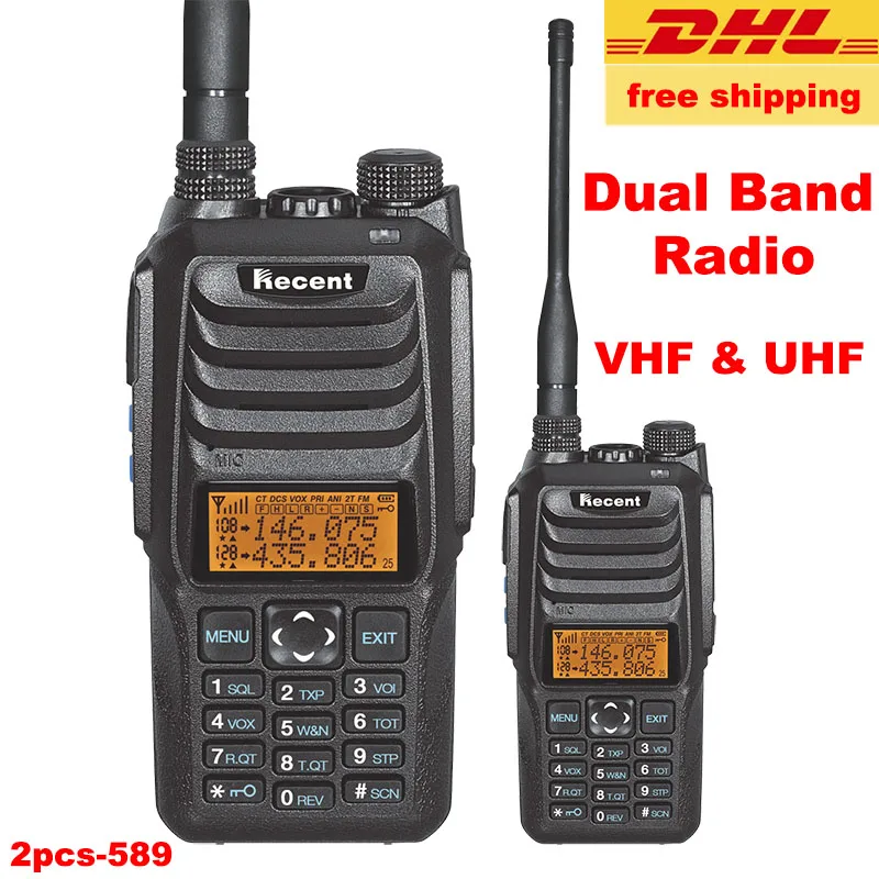 

2PCS 10W Dual Band Walkie Talkie VHF UHF 136-174MHz & 400-470MHz 10Km Talk Range 256CH 2 Way Radios FM Radio