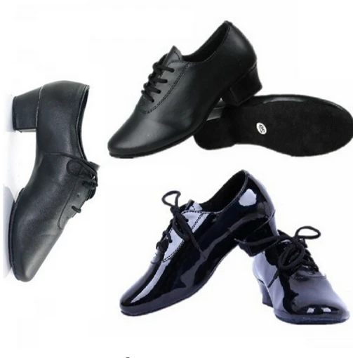 Discount Men And Boy FR28 To FR45 Black Lace-Up Ballroom Rumba Dance Latin Dance Shoes