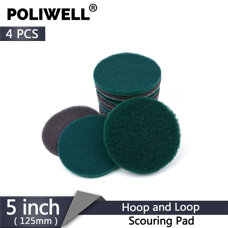 POLIWELL 4PCS 125 millimetri Multiuso Affollamento Purga Pad Industrial Heavy Duty Rotonda Telo di Nylon per la Cucina per La Pulizia