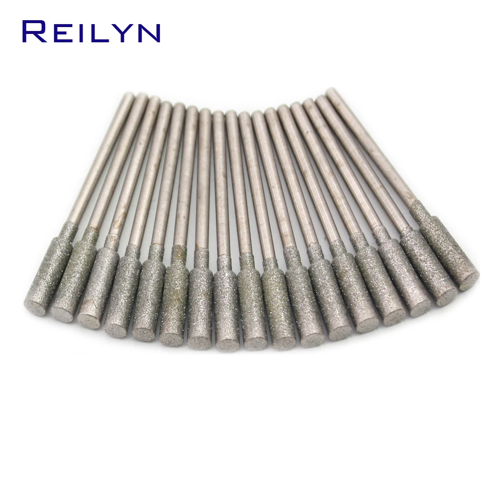 Imagem -05 - Cyliner Diamond Grinding Burr Bits Dentes Grinding Bits Jade Stone Abrasive Point 2.35 mm mm mm mm mm mm 20 Pcs