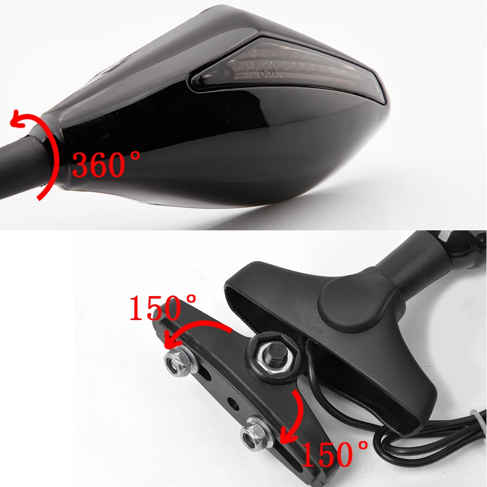 Mooreaxe Motorcycle LED Turn Signal Mirrors With Built In Arrow LED For Yamaha FZR600 YZF600 R6 R6S FZ1 FAZER FZS1000 FZ6