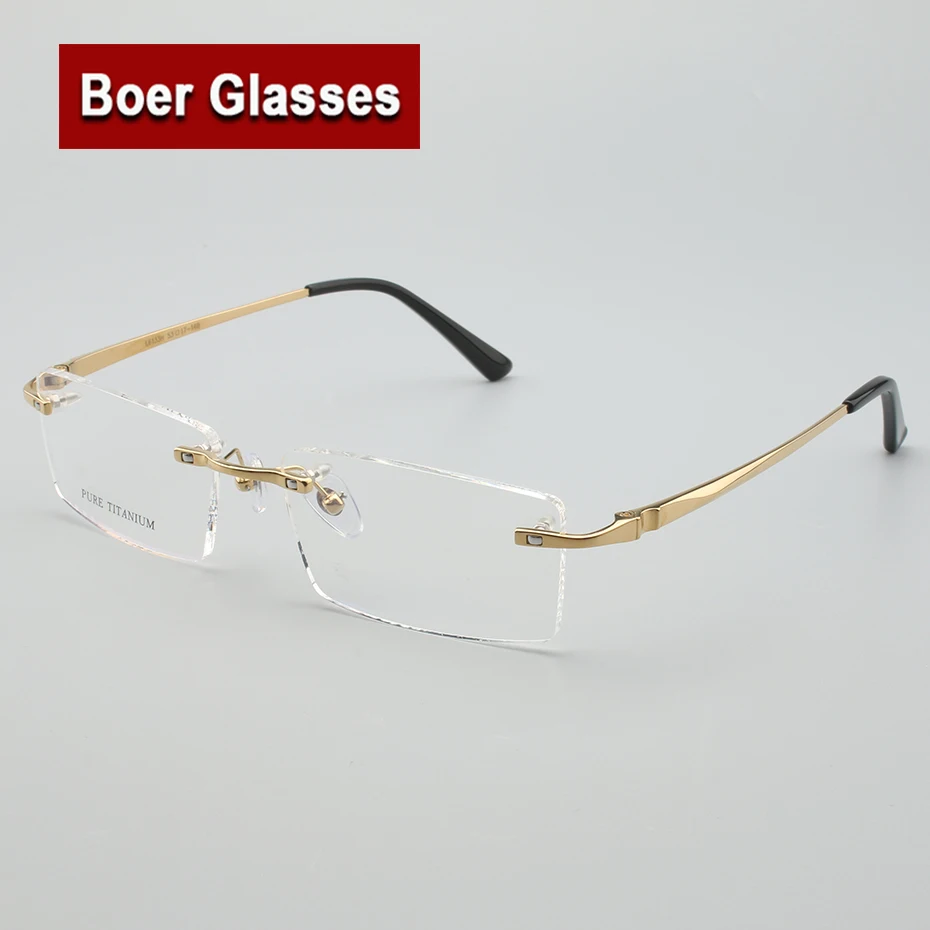 

New Arrivals Business Eyewear 100% pure titanium male rimless Eyeglasses frame light weight recipe RXable #6133 size 55-17-140