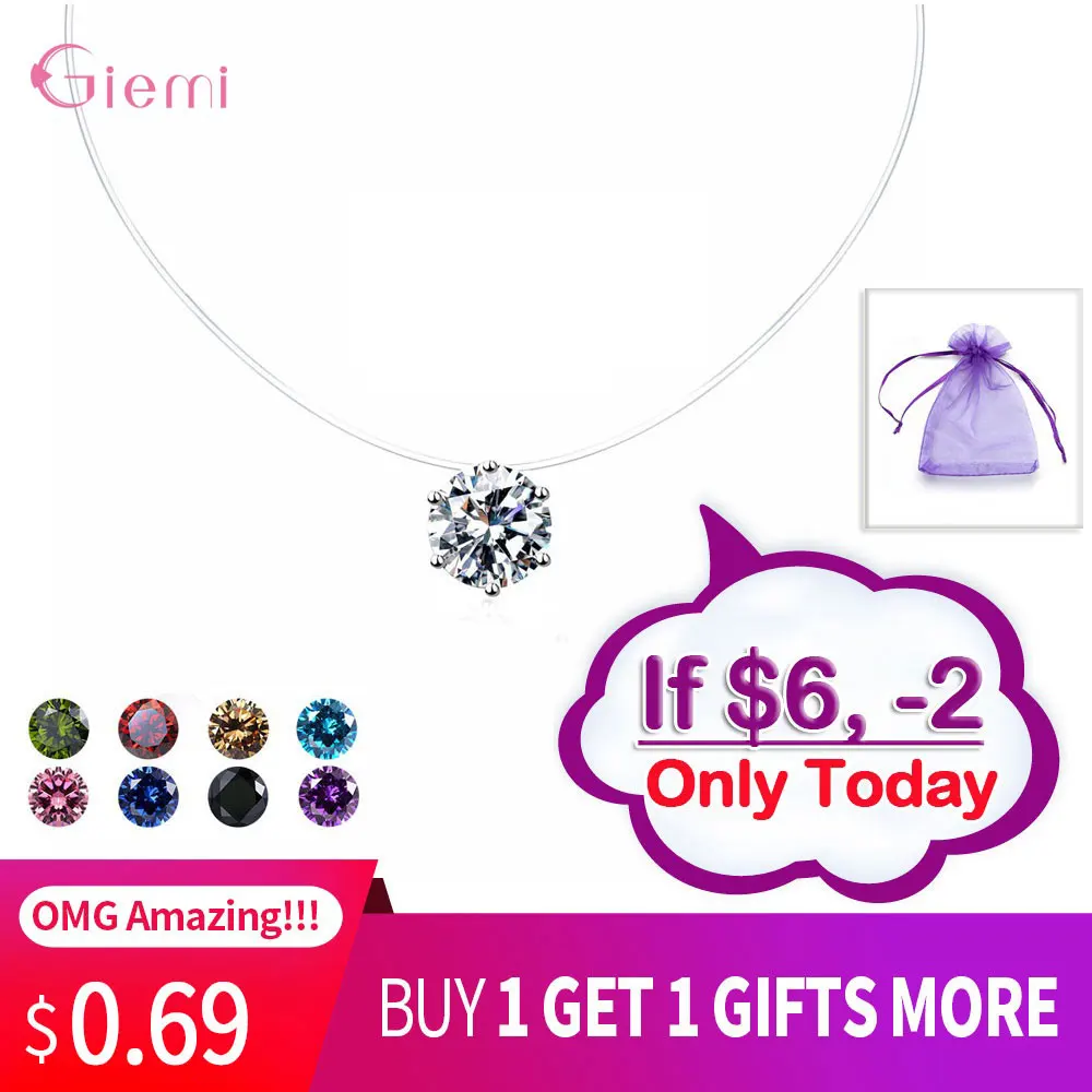 20 Colors Collection Cubic Zirconia Stone Jewelry Necklace Transparent Chain Necklaces 925 Sterling Silver Necklacs Jewelry Gift