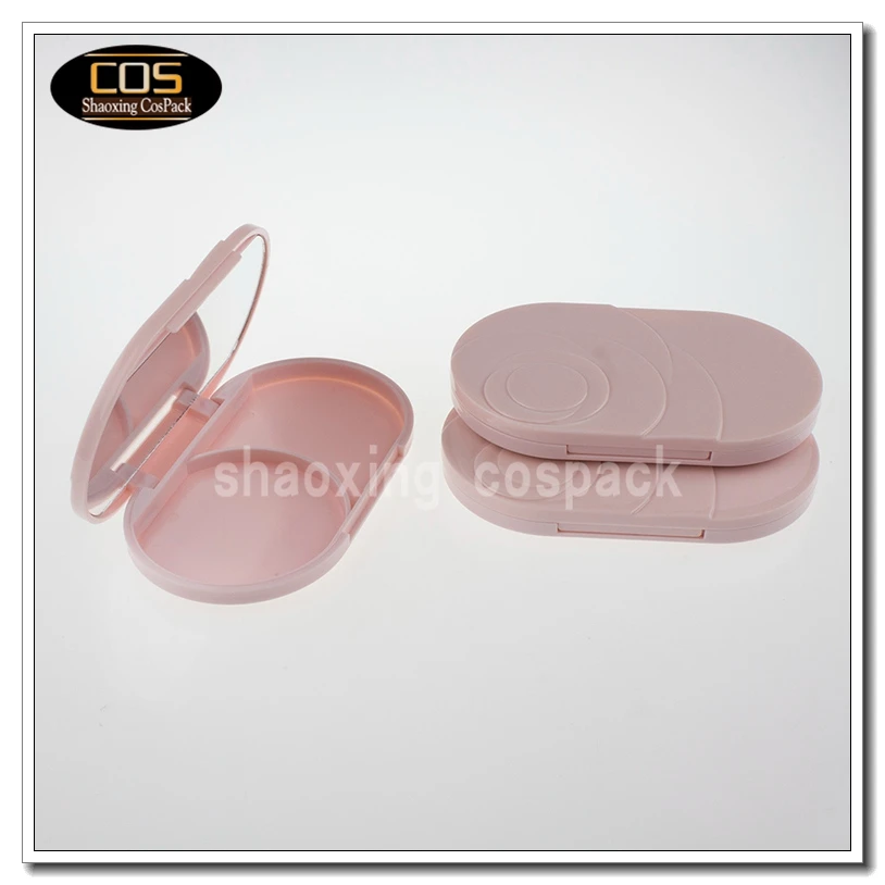 C002 empty makeup compacts for powder, light pink cosmetic compacts with mirror empty, empty plastic pink cosmetic compact case