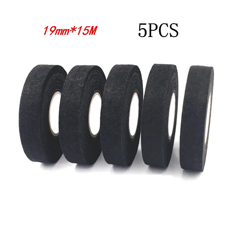 

5pcs Heat-resistant Wiring Harness Tape Looms Wiring Harness Cloth Fabric Tape Adhesive Cable Protection 19mm x 15M