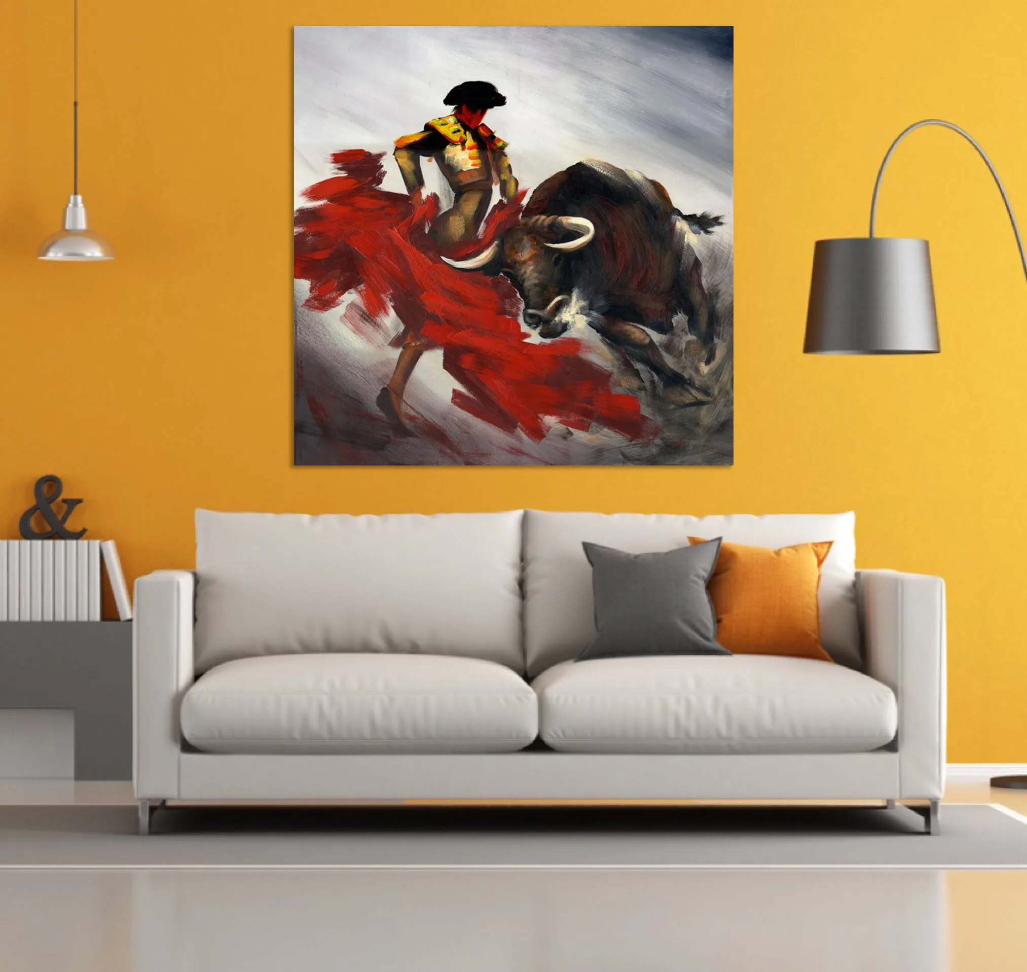 

Bullfighting Animal Handpainted Oil Painting Home Wall Art Decor Large Modern Wall Painting On Canvas For Living Room