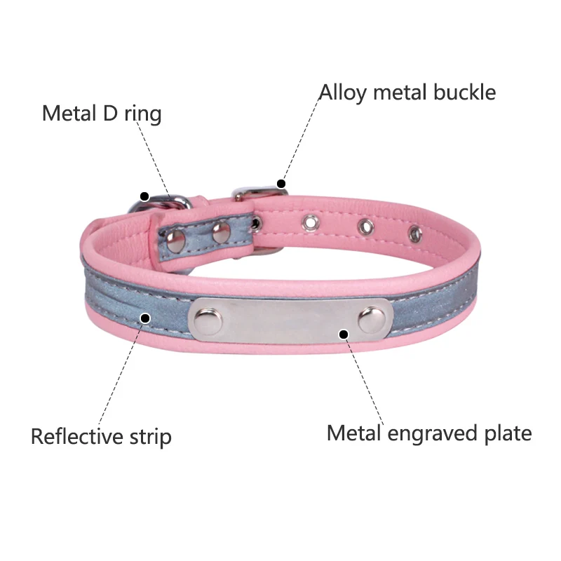 Da phản quang Tùy chỉnh Vật nuôi Mèo Cổ áo Thẻ ID Cá nhân Khắc Cổ áo Khắc Tên Số điện thoại Khắc miễn phí Vòng cổ cho chó