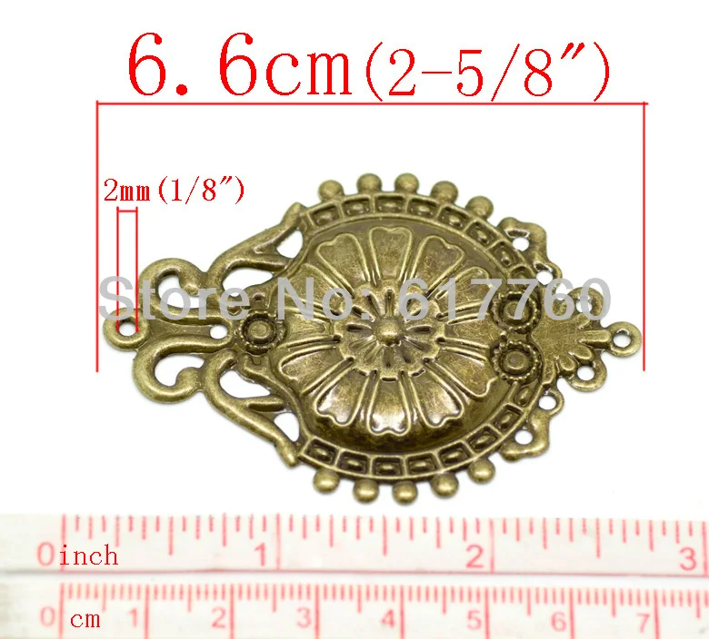 Free shipping-30PCs Antique Bronze Filigree Flower Wraps Connectors Embellishments Findings DIY 6.6x4.6cm(2-5/8\