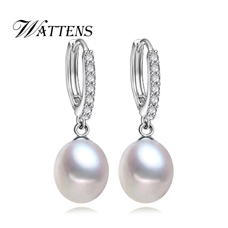 WATTENS leaf pearl jewelry,natural pearl drop earrings cultured freshwater pearls with 925 sterling silver earrings women gift