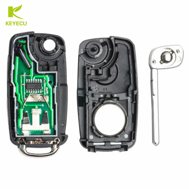 KEYECU Replacement Flip Remote Key fob 5K0 837 202 AD 433MHZ ID48 Chip for Volkswagen Beetle/Caddy/Eos/Golf,for Seat Leon Ibiza