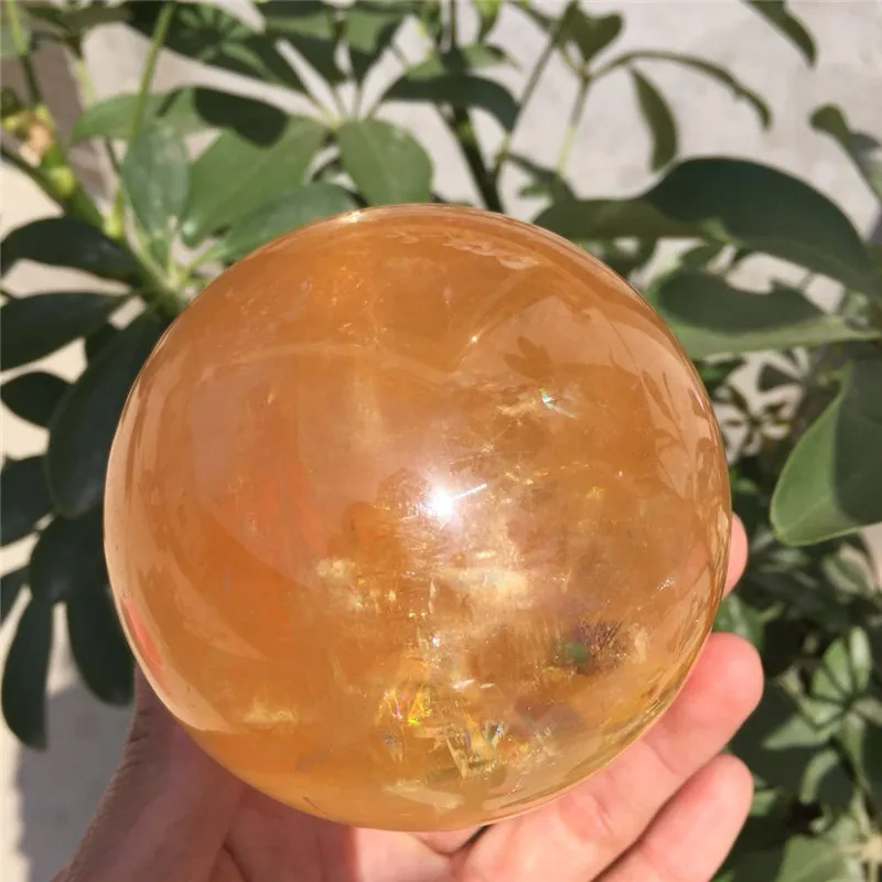 drop shipping Natural calcite Crystal gemstone ball meditation healing chakra Orange Iceland Spar Optical Calcite sphere decor