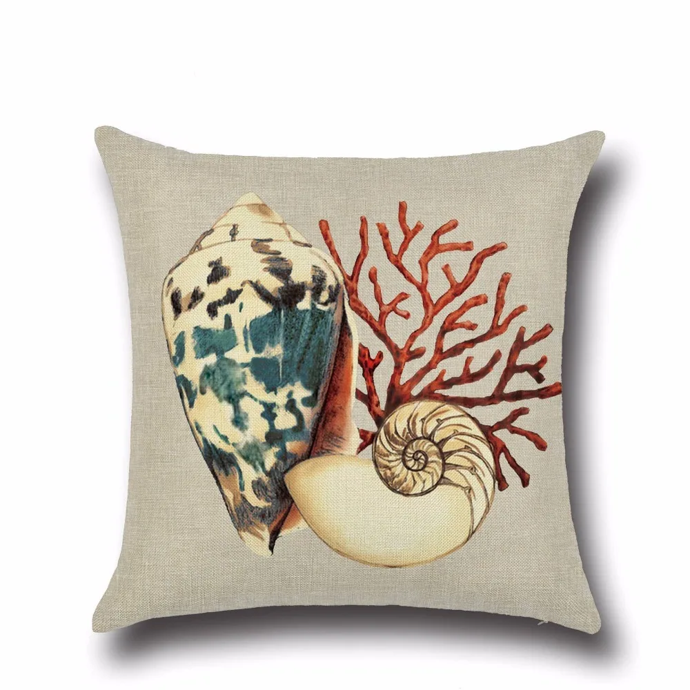 Mediterranen stil baby kissenbezüge blau ozean kissenbezug marine sailor conch octopus kissen fall leinen sofa abdeckung PP33