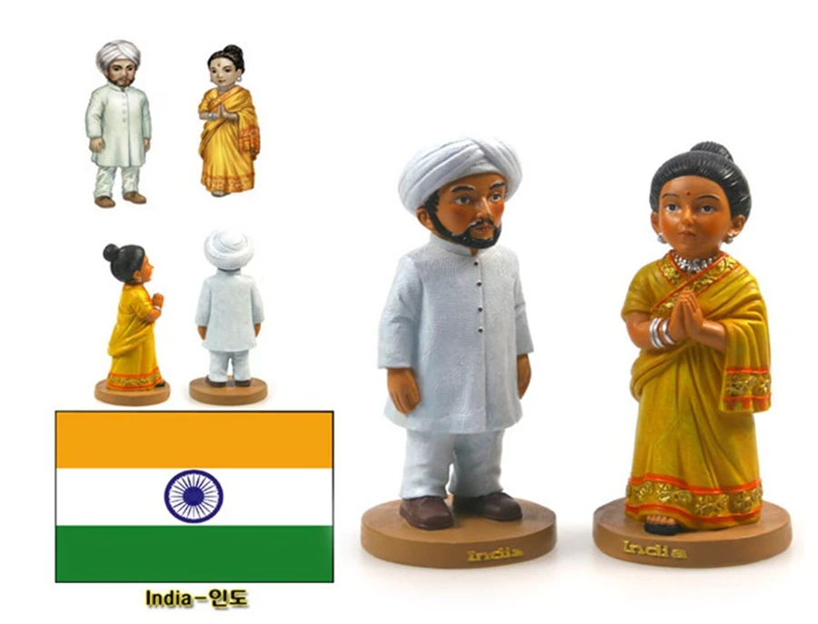 Hand-painted India National Costumes A Pair Of Doll Statue Resin Crafts Tourism Souvenir Gifts Collection Home Decortion