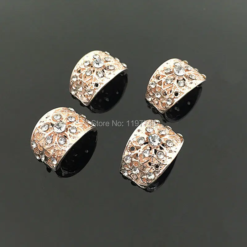 

New 10 Pieces 12x18mm Crystal Flower Rhinestone Buttons DIY Craft Embellishment Arc Cambered Gold Plated Accessories