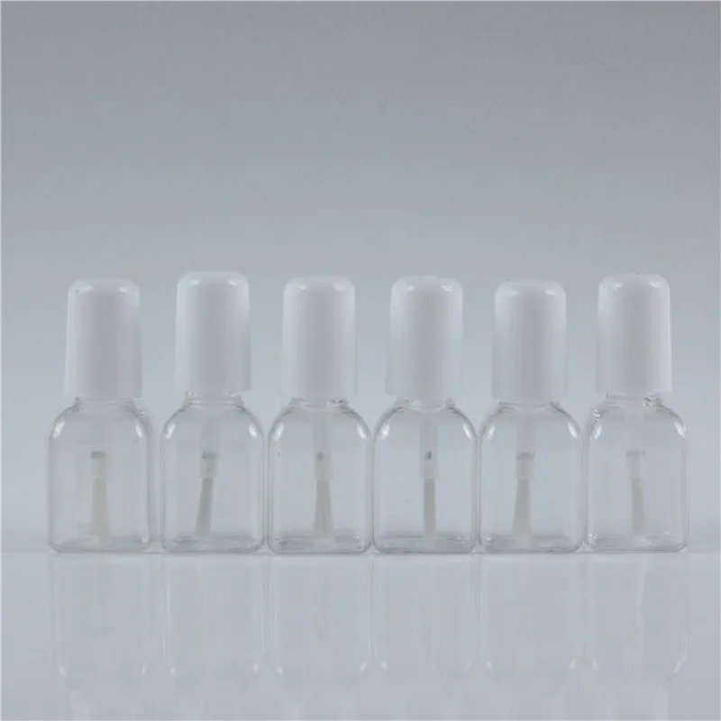 10pcs/lot 5g Mini Cute Clear Plastic Empty Square Nail Polished Bottle With White Cap Brush Plastic Nail Bottle For Children