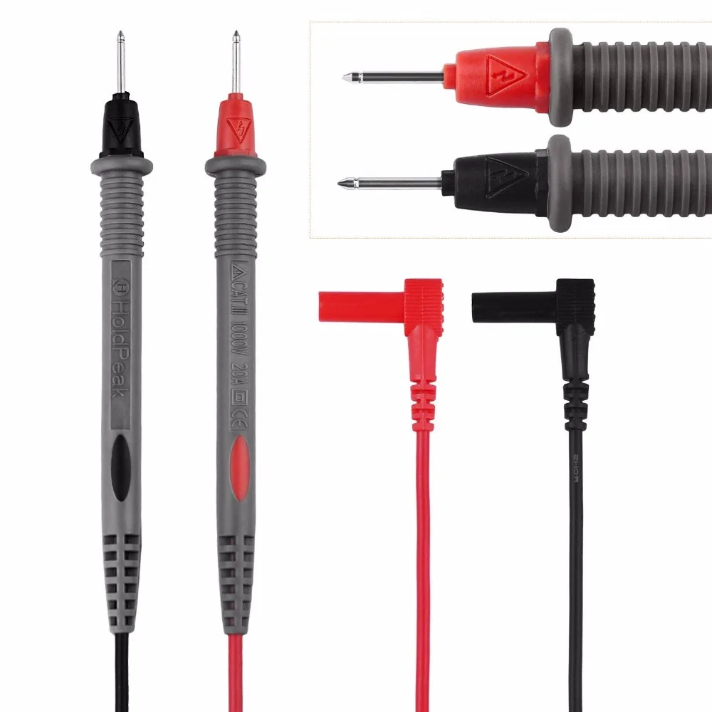 HoldPeak Needle Point Clamp Multimeter Test Probe/Lead 1000V 20A Probe Cable for IC Pin Anti-slip Grip multimeter cable