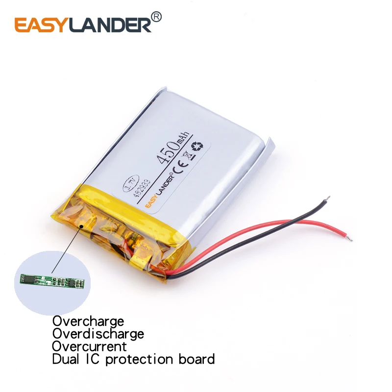 482933 450mah 3,7 V wiederauf ladbarer Lithium-Li-Ionen-Polymer-Akku für digitale MP3-GPS-PSP-Produkte für Rekorder