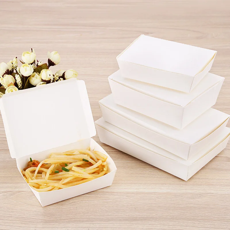 Disposable Box Paper Meal Box Takeaway Case Packaging Tools Big Capacity Thickened Eco-food Box Degradable Lunch Box 50pcs/pack