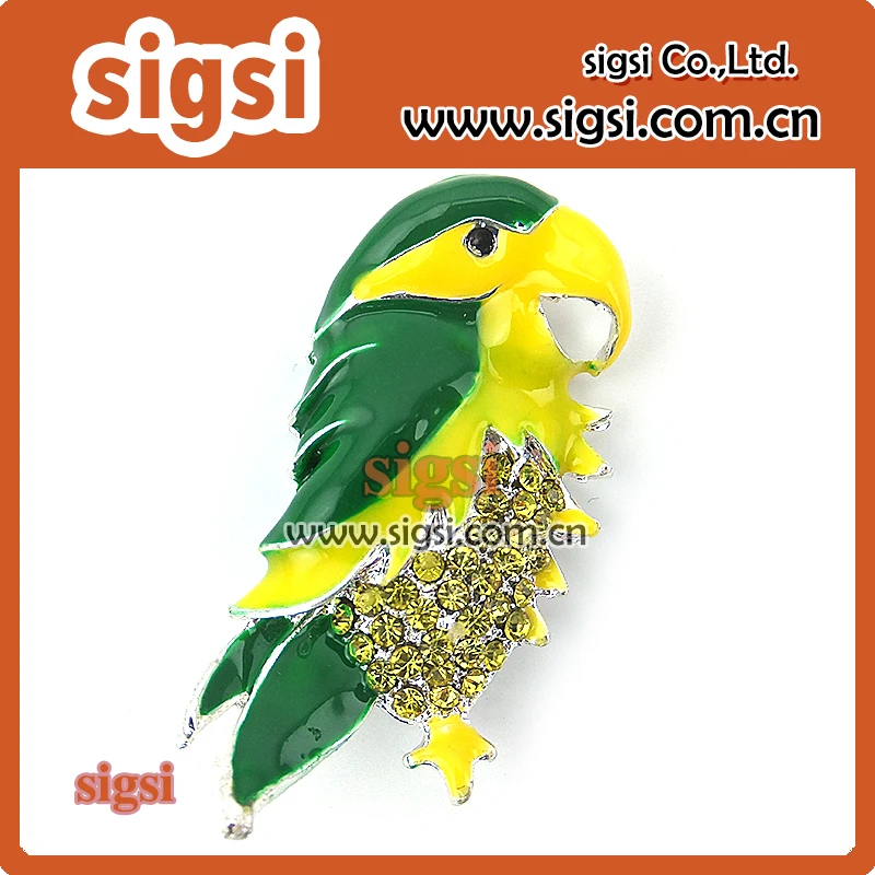 

Wholesale cute enamel metal fashion Rhinestone parrot bird Brooch pin