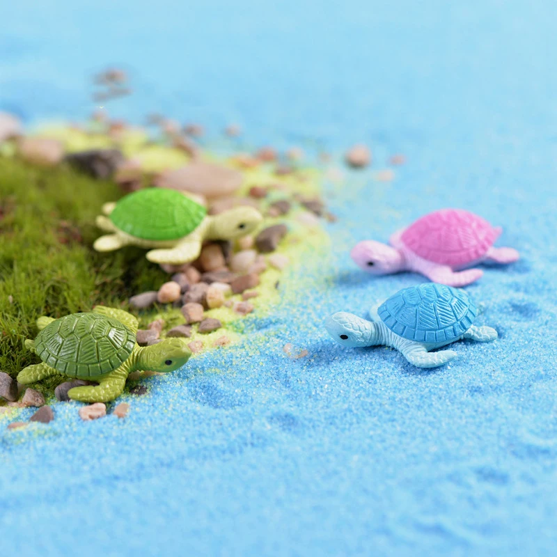 2pcs Small Cute Turtles Aquarium Micro Fairy Garden Miniatures Decoration Dollhouse Ornament Figurines Toys DIY Accessories