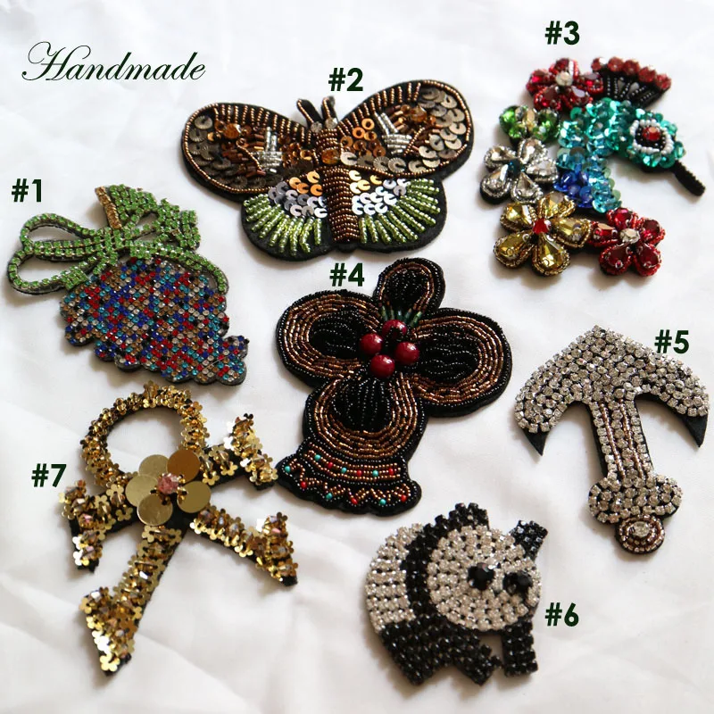 1pc peacock beaded patches for clothing Animals Bird crown butterfly Rhinestone appliques Sequins parche DIY clothes accessories