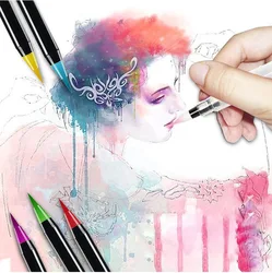 Pinceau de peinture à l'aquarelle, 20 couleurs, stylo de marque pour peinture, ensemble artistique, brosse Pastel douce, stylos à doublure Fine