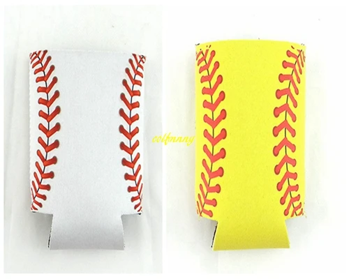 500pcs/lot 10*14cm Monogrammed Neoprene Baseball Can Cooler Softball Strings Can Insulator Cola bottle Covers holder