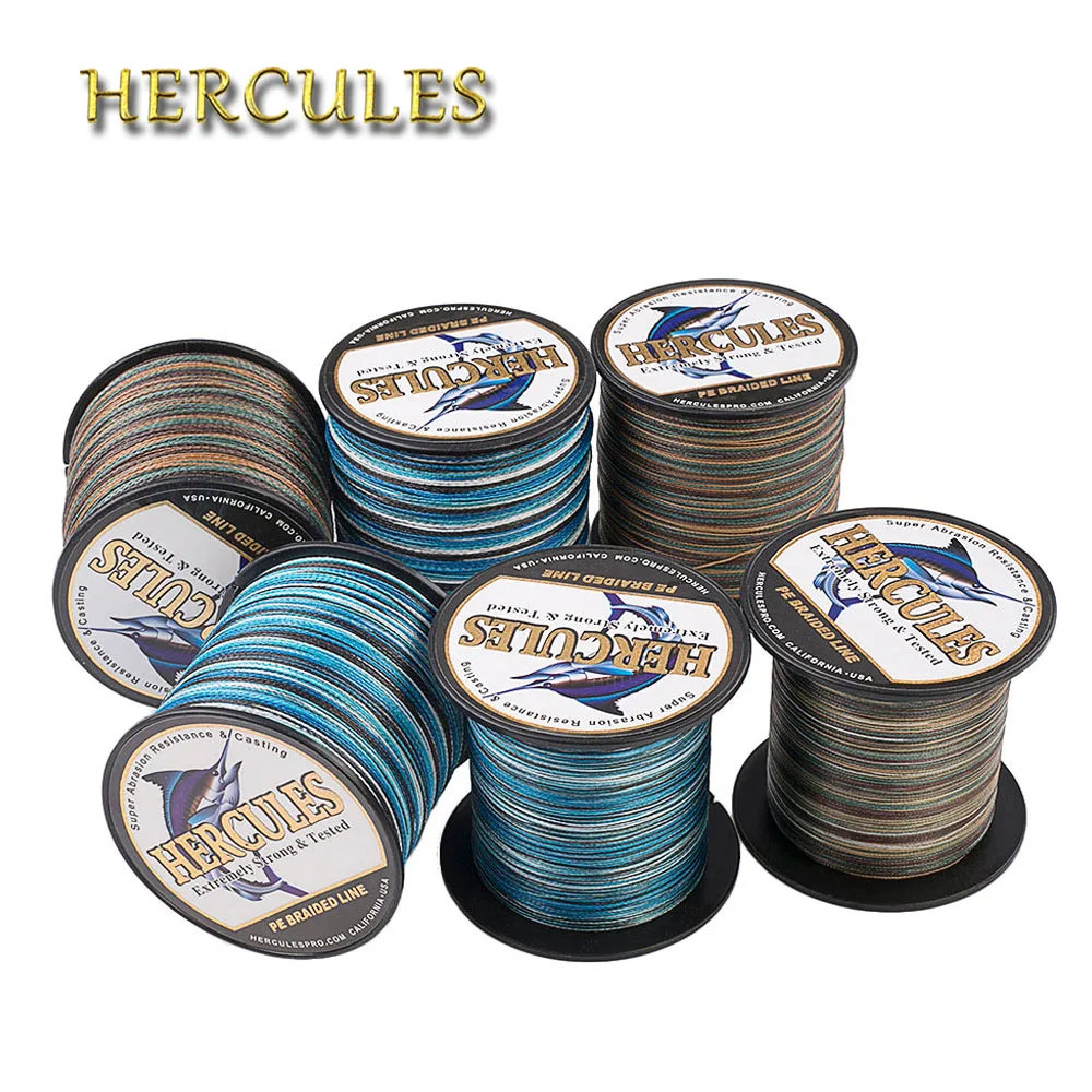 Hercules Angelschnur, 4 Stränge, Karpfenzubehör, 100–2000 m, PE, geflochtener Draht, Camo, 6–100 lb, Angelschnur, Pesca Supplies Tackle