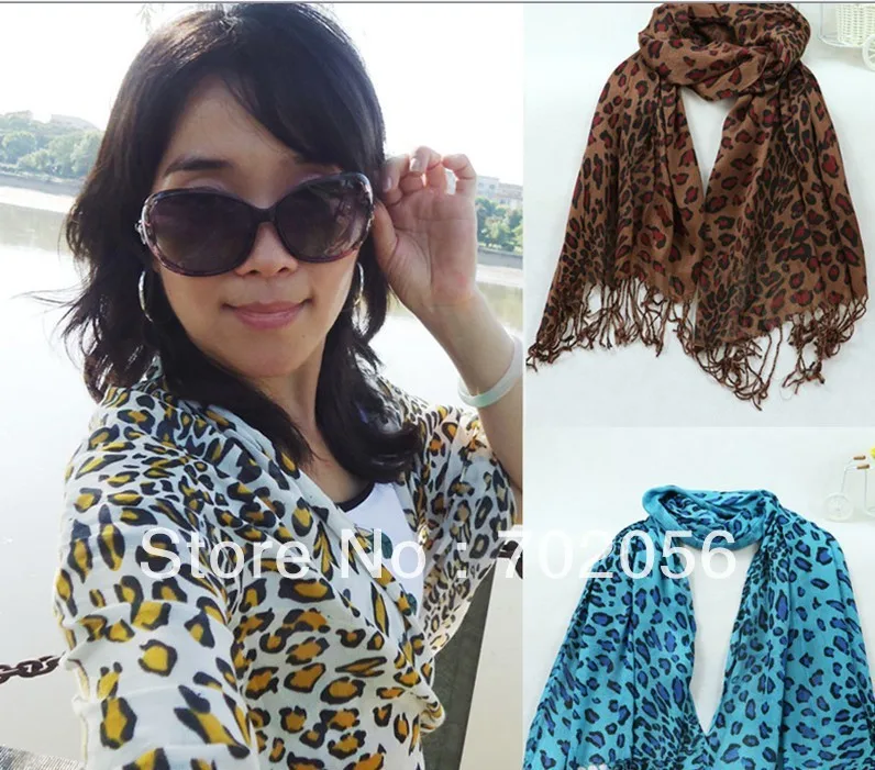 COTTON leopard print shawl 170*60m mixed color 18pcs/lot #3062