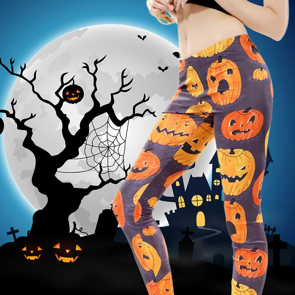 Nowe seksowne kobiety straszna dynia na Halloween latarnia 3D legginsy z nadrukami Halloween dyniowa głowa Cosplay kostiumy 3d legginsy Slim