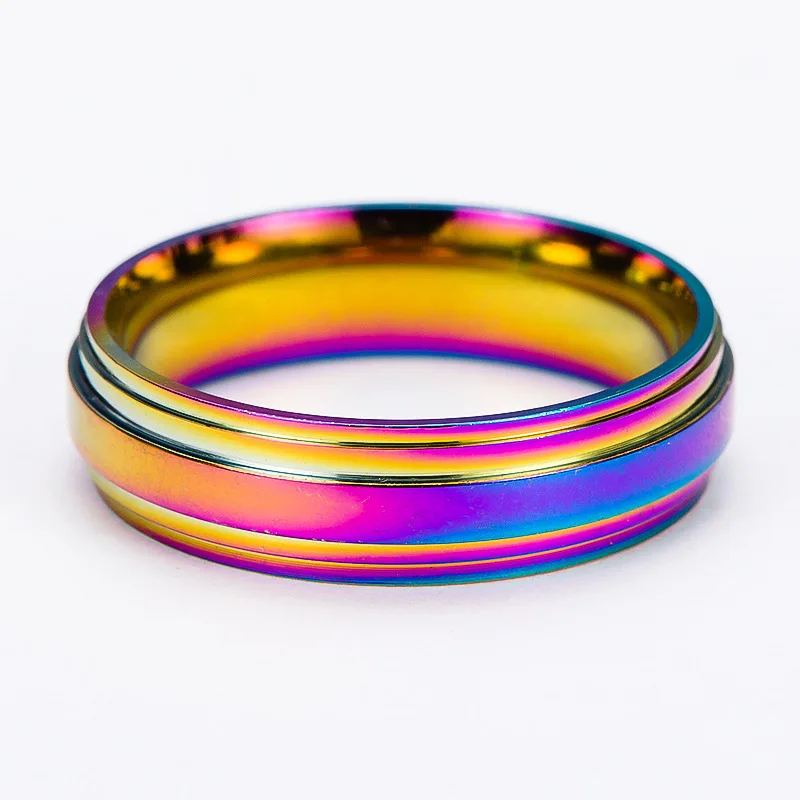 High Quality Rainbow Stainless Steel Ring for Women/Men Fashion Jewelry Accessories