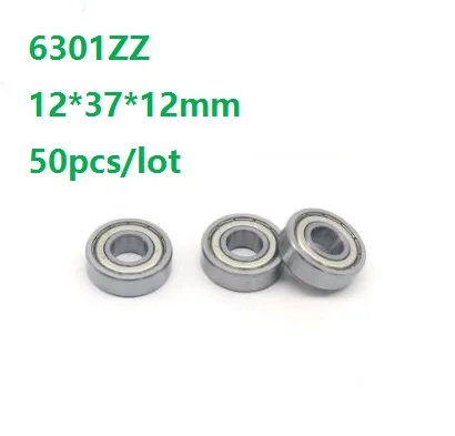 

50pcs/lot 6301ZZ 6301Z 6301 Z ZZ Ball bearing 12*37*12mm Double cover Deep Groove Ball bearing 12x37x12mm