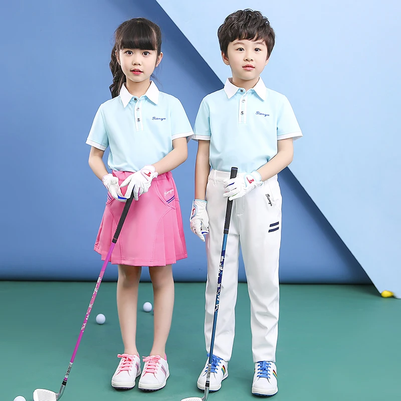 Novo! Roupas de golfe Curto-de mangas compridas Uniformes das Crianças Pai-Filho Meninos Meninas Coreano Roupas de Verão Esportes Vibrante e Elegante