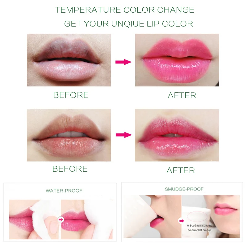 99% ALOE VERA Jelly Lipstick Temperature Change Color Moisturizing Lip Stick Pink Tint Makeup Batom