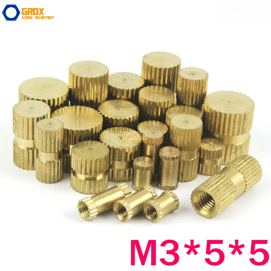 

150 Pieces M3*5*5mm (ID*OD*Length) Brass Blind Knurl Nut Insert Thumb Nut