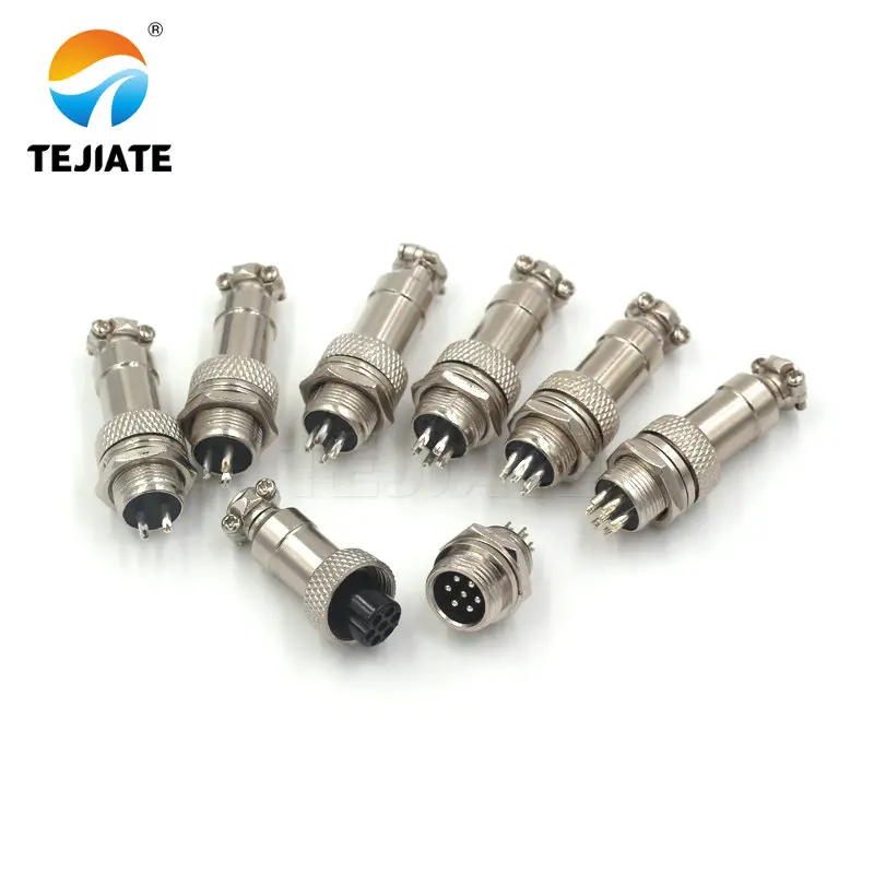 1set GX12 2/3/4/5/6/7 Pin Male + Female 12mm Circular Aviation Socket Plug Wire Panel Connector with Plastic Cap Lid