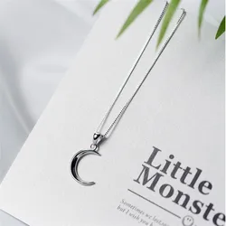 Korean Style New Fashion Sweet Moon 925 Sterling Silver Jewelry Temperament Crescent Clavicle Chain Pendant Necklaces XL031