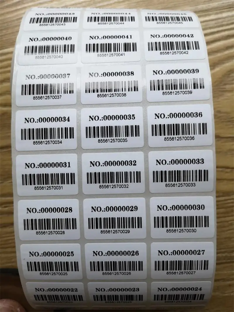 1000pcs Labels 30x15mm running number Consecutive Number Serial Numbers with Barcode Inventory Stickers/Adhesive paper sticker