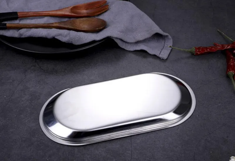 Hotel stainless steel towel dish tray fruit snacks oval small plate kindergarten children dishes Snack Plates