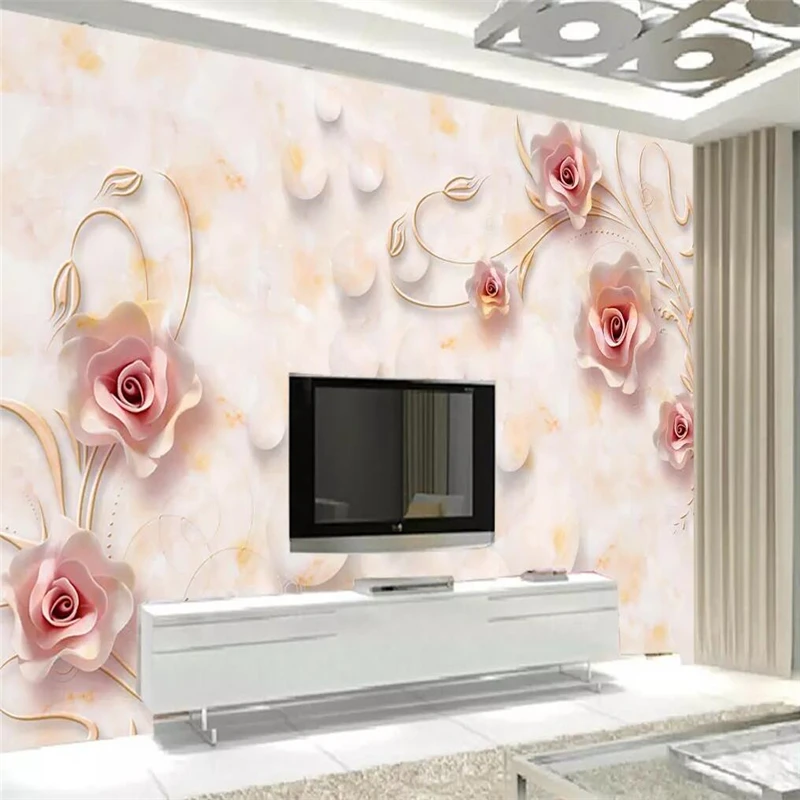 

Rose-marbled 3D TV background wall painting