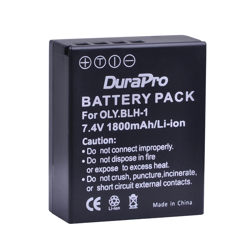 Durapro 2pc 1800mAH BLH-1 BLH1 BLH 1 Replacement Li-ion Battery for Olympus E-M1 Mark II EM1-2 EM1 Mark Camera Bateria