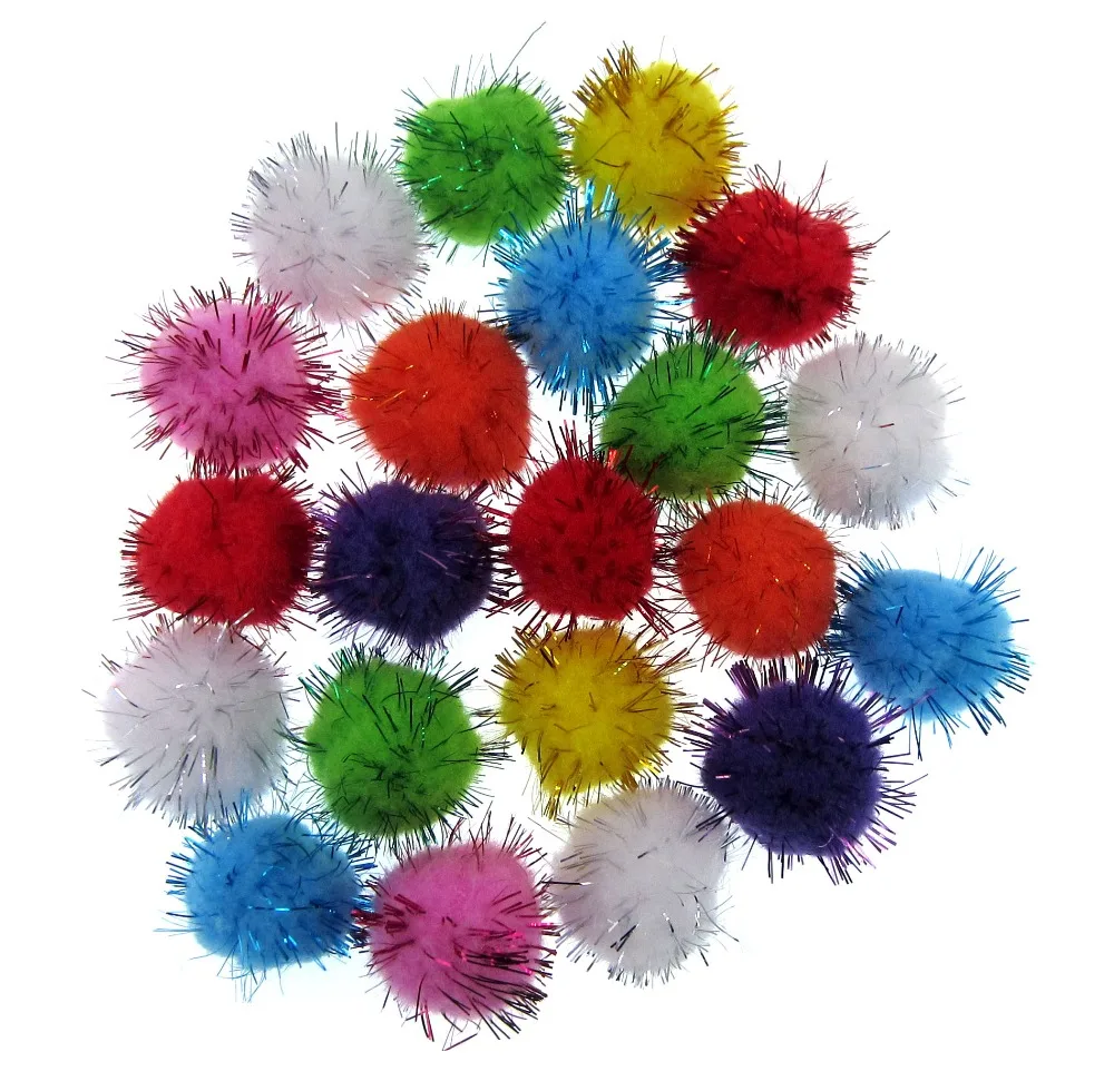 50pcs 3.cm Mixed Glitter pompoms soft pom poms balls Arts Toys DIY Craft Supplies Sewing Fabric pompoms wedding Home Decoration