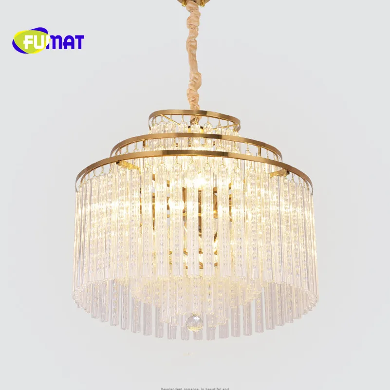 

FUMAT Post Modern Rotates Glittering And Translucent K9 Crystal Stainless Steel LED Pendant Lighting Luxury Lamp For Duplex