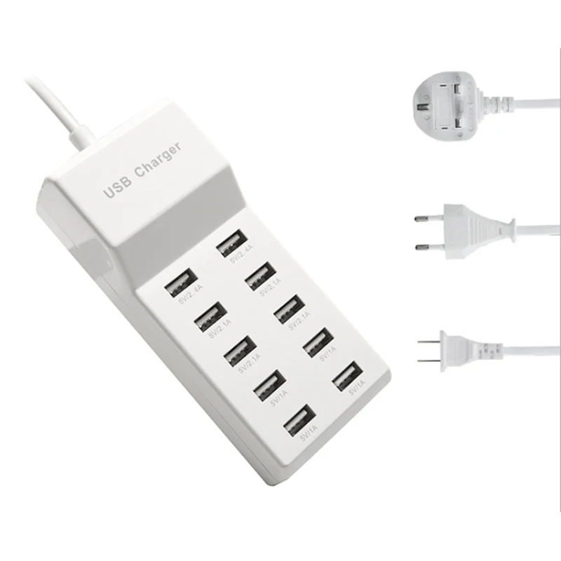 Power USB Charger Multi Port  10 Port USB Wall Charger Cell Phone smart  Charging Station For Tablet,Cell Phone,Multiple Devices