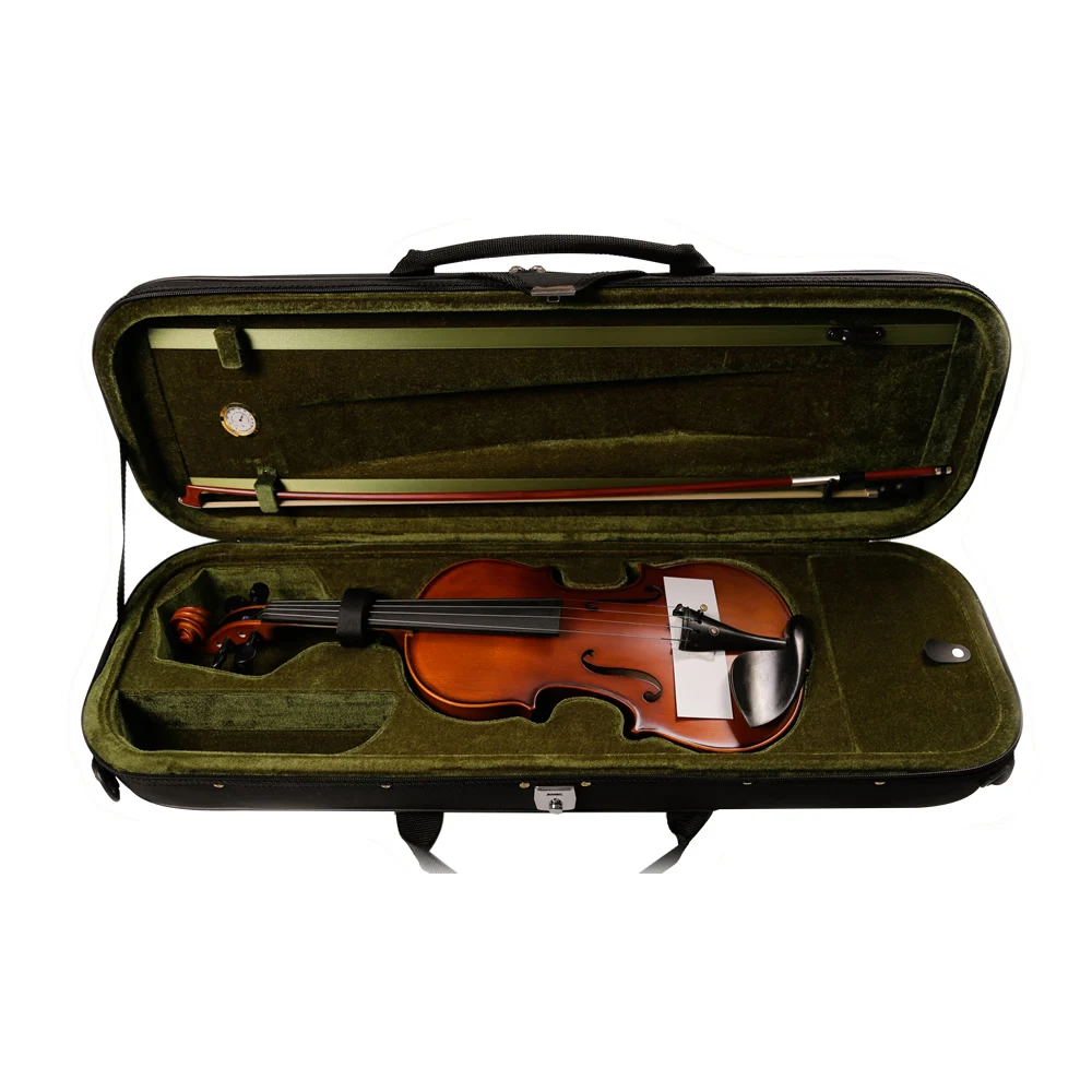 

Tongling High Quality Violin Case 4/4 Black Oxford surface with Hygrometer Handmade Beautiful protective Violon Violino Case