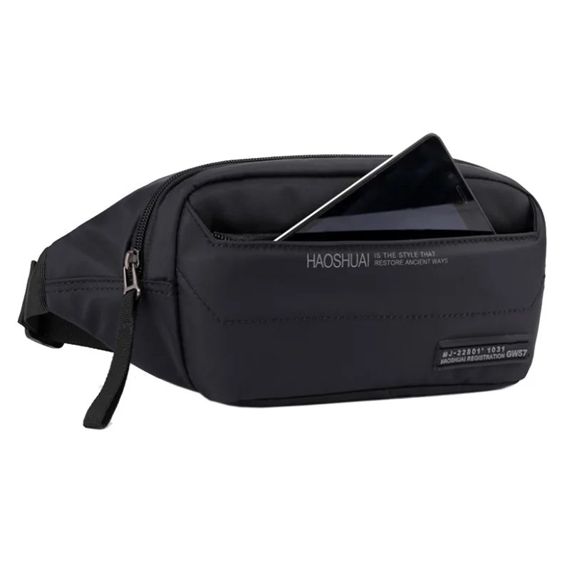 Saco de cintura de nylon de couro genuíno masculino, Hip Fanny Belt Pack, Ombro Único, Sacos Corpo Transversais, Cintura Bum, Sacos Peito, Alta